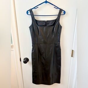 Ralph Lauren Black Midi Leather Dress